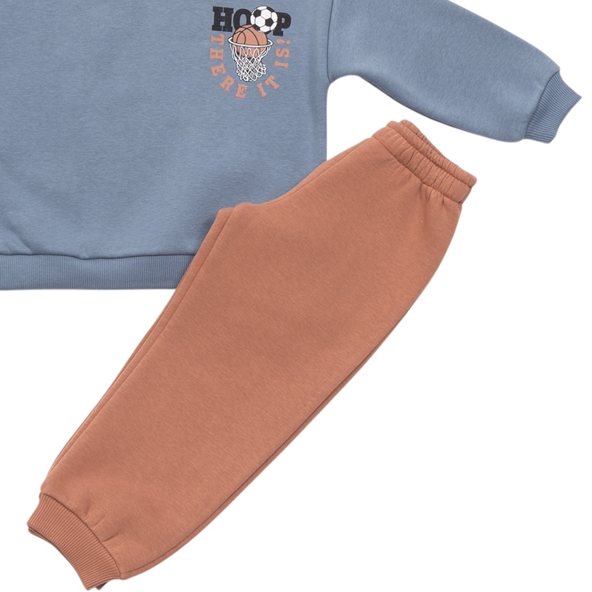 Παιδικό σετ φόρμας πετρόλ μπλούζα και καφέ παντελόνι για αγόρι