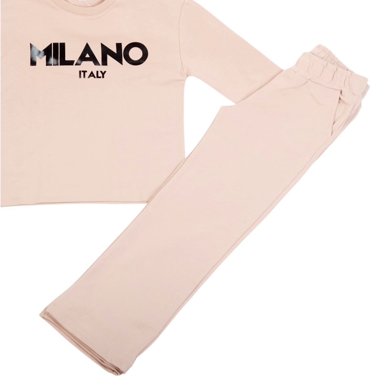 Παιδικό σετ φόρμας καφέ μπλούζα και παντελόνι για κορίτσι