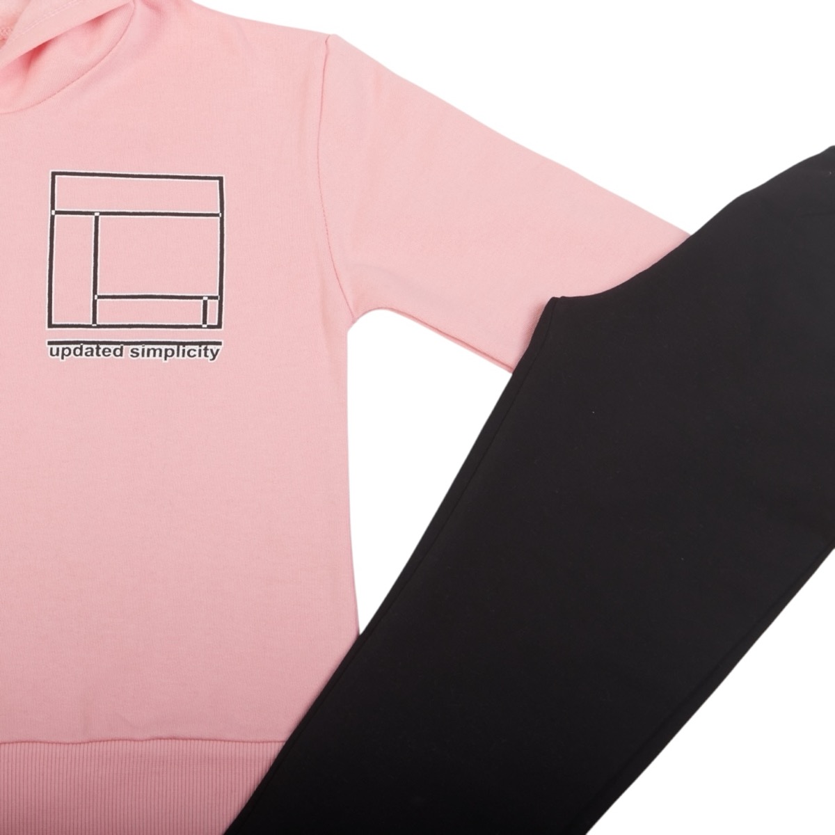 Βαμβακερό σετ με κουκούλα και κολάν για κορίτσι