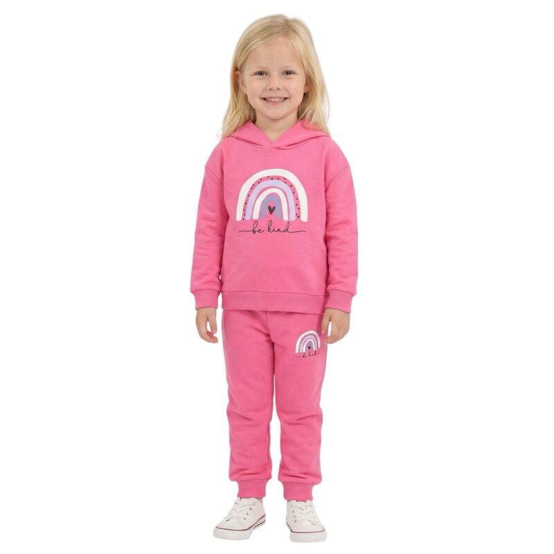 Trax σετ φόρμας με κουκούλα και χνούδι από λεπτό φούτερ ύφασμα «Be Kind in Fuchsia»