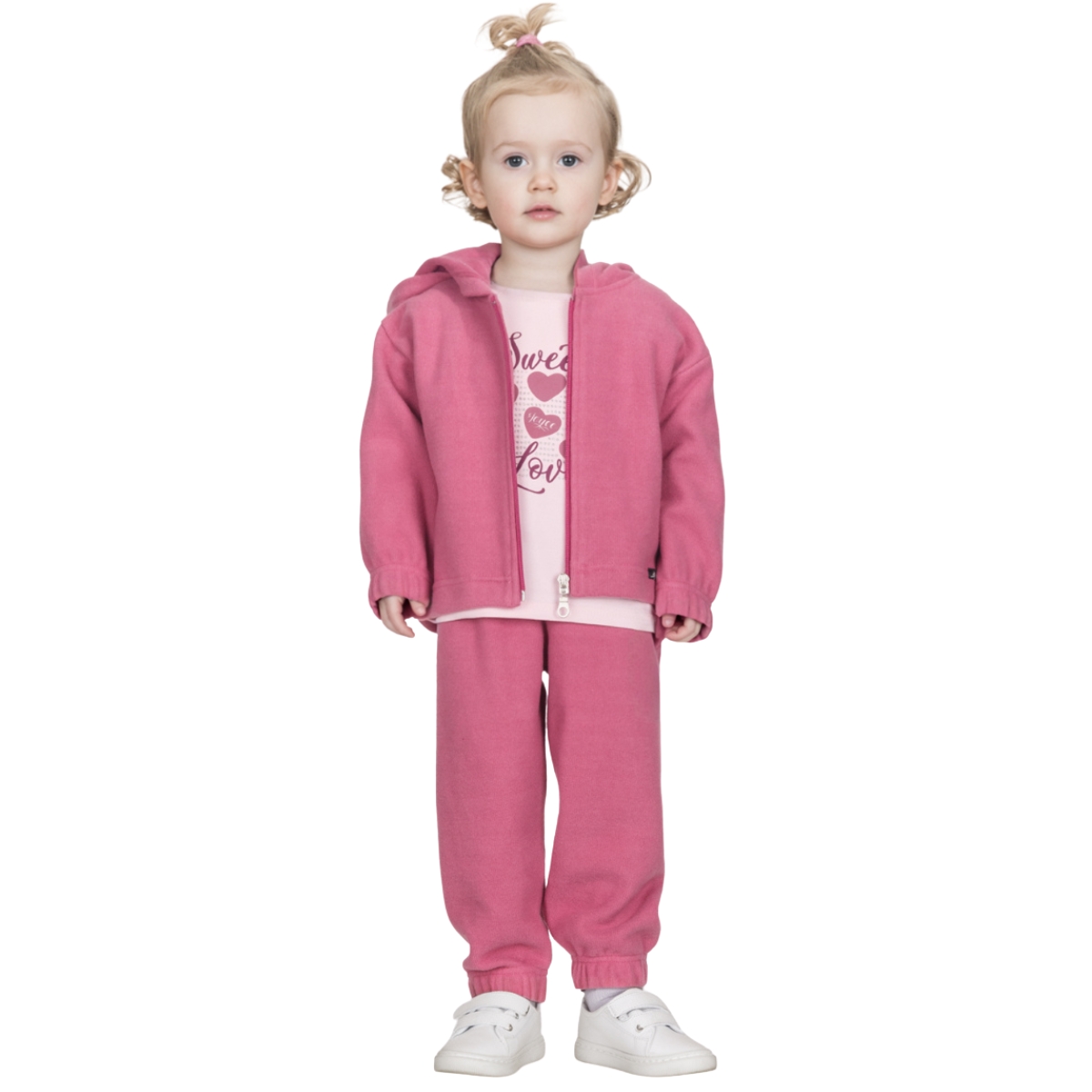 Joyce σετ τριών τεμαχίων κορίτσι βελουτέ μοβ και εκρού