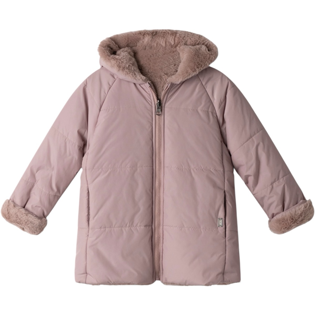 Μπουφάν Εβίτα κορίτσι διπλής όψης ροζ χειμώνας