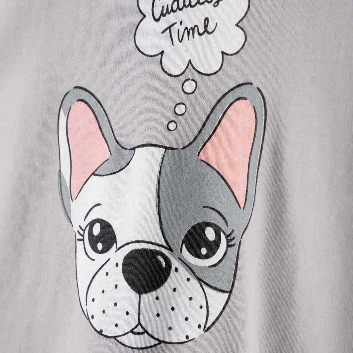 Βαμβακερή παιδική πιτζάμα γκρι μπλούζα και ροζ παντελόνι