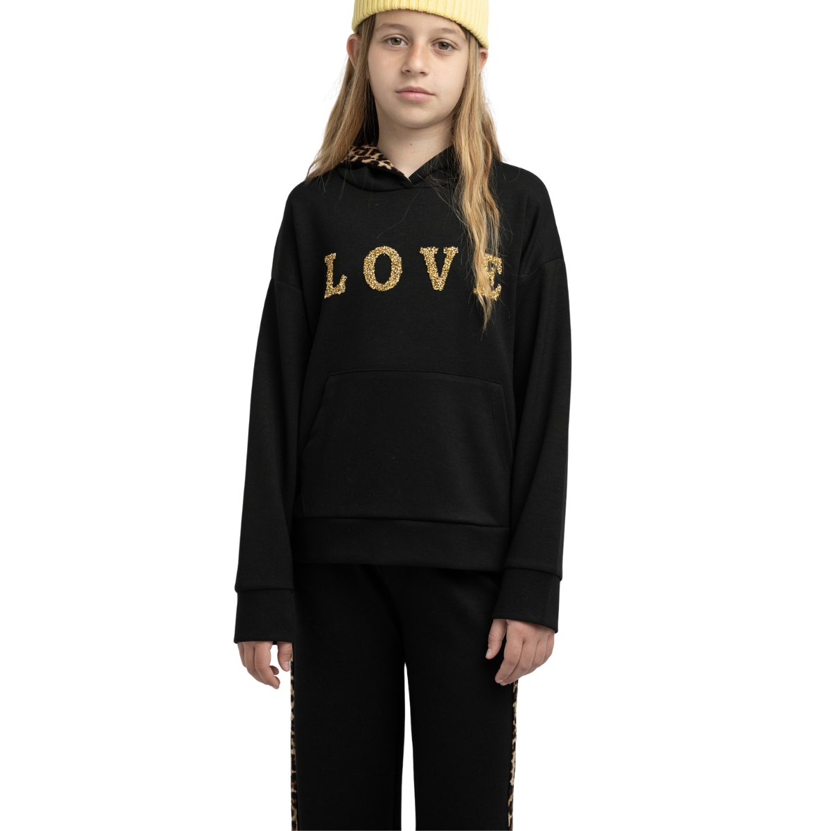 Εβίτα σετ κορίτσι λεπτό ύφασμα με κουκούλα και παντελόνα