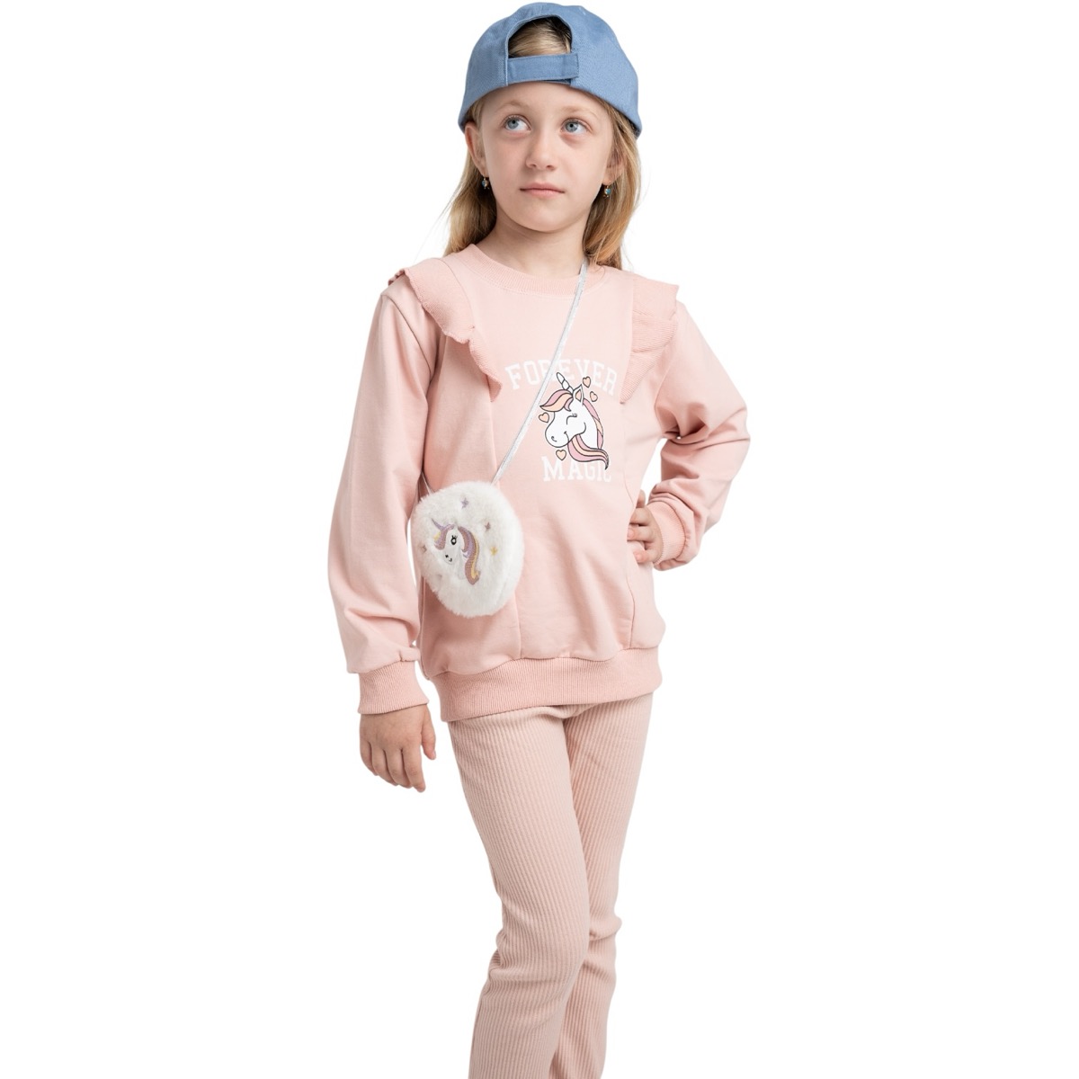 Εβίτα σετ κορίτσι σομόν με κολάν και φούτερ