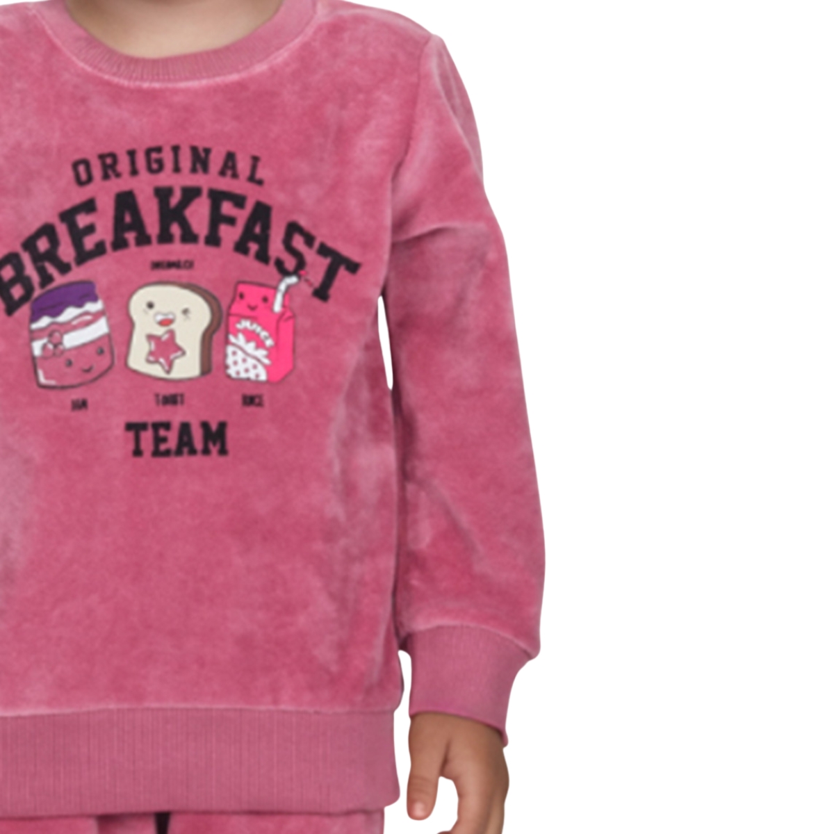 Μοβ βελουτέ πιτζάμα Breakfast Team για κορίτσια