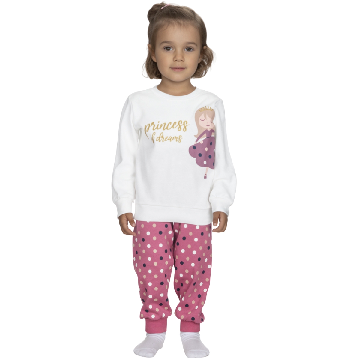 Dreams πιτζαμούλα για κορίτσι εκρού με φούξια