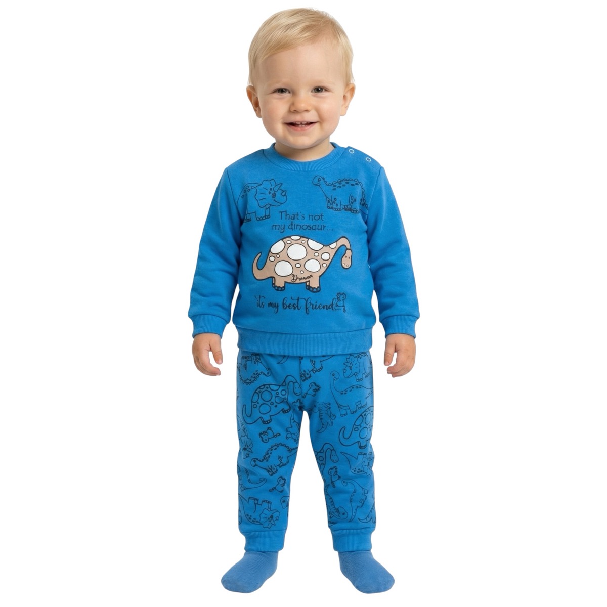 Dreams βρεφική πιτζάμα με χνούδι «Dino’s Blue Dreams»