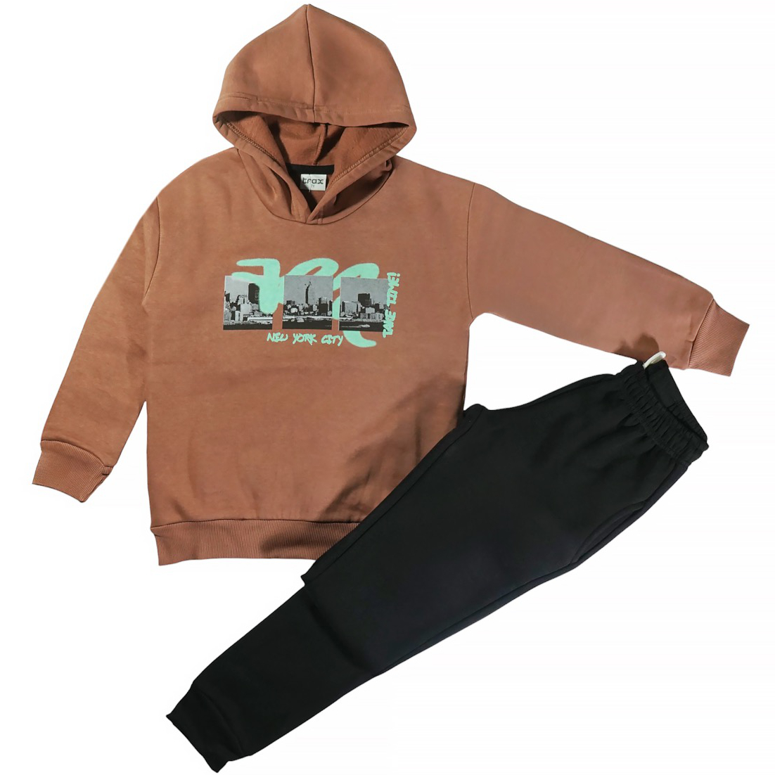 Trax σετ φόρμας αγόρι καφέ με χνούδι