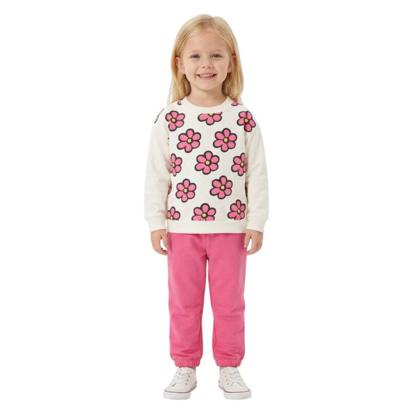 Trax παιδικό σετ φόρμας με χνούδι «Pink Daisies»