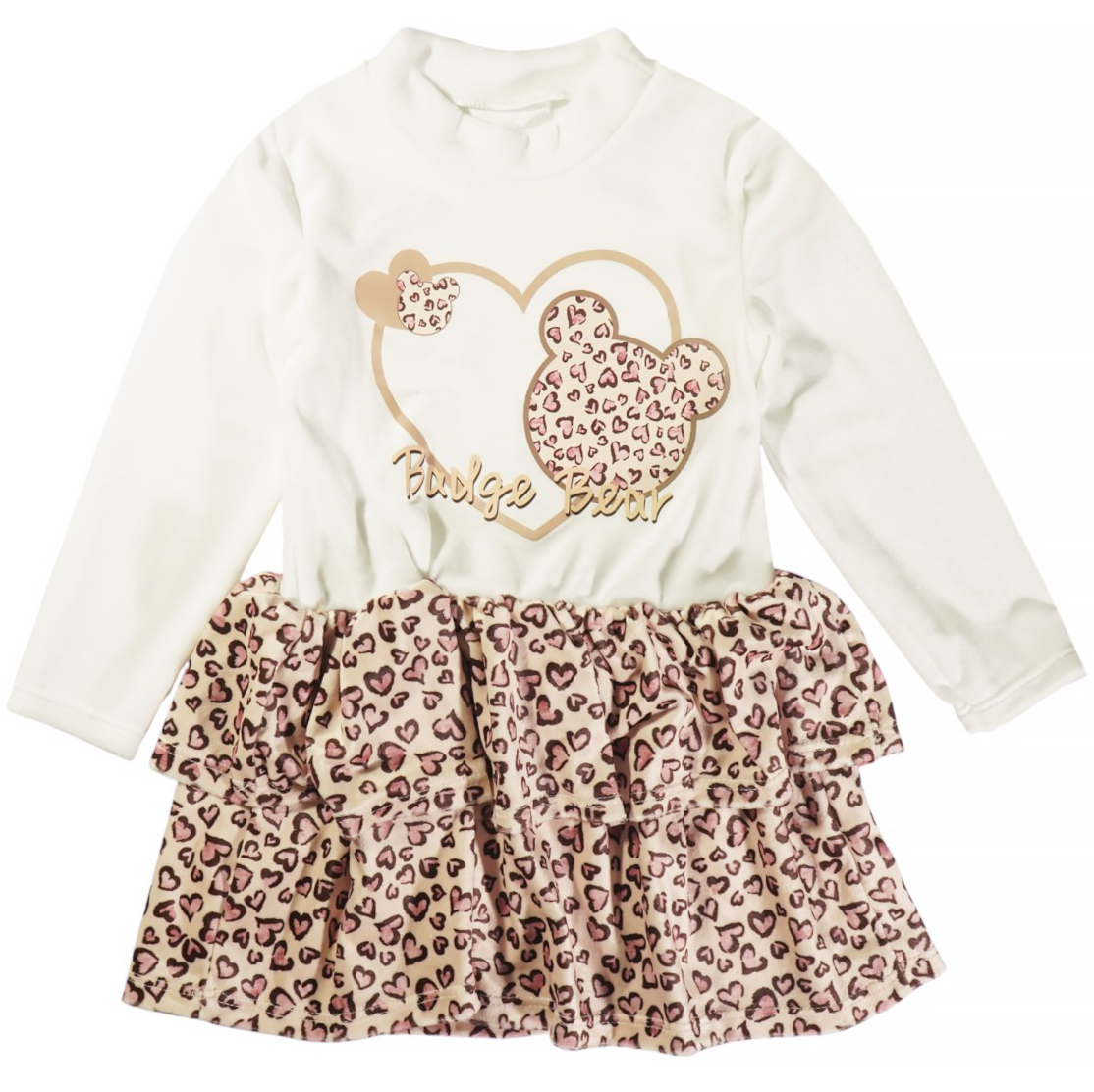 Βελουτέ φόρεμα AZ Beige Bear