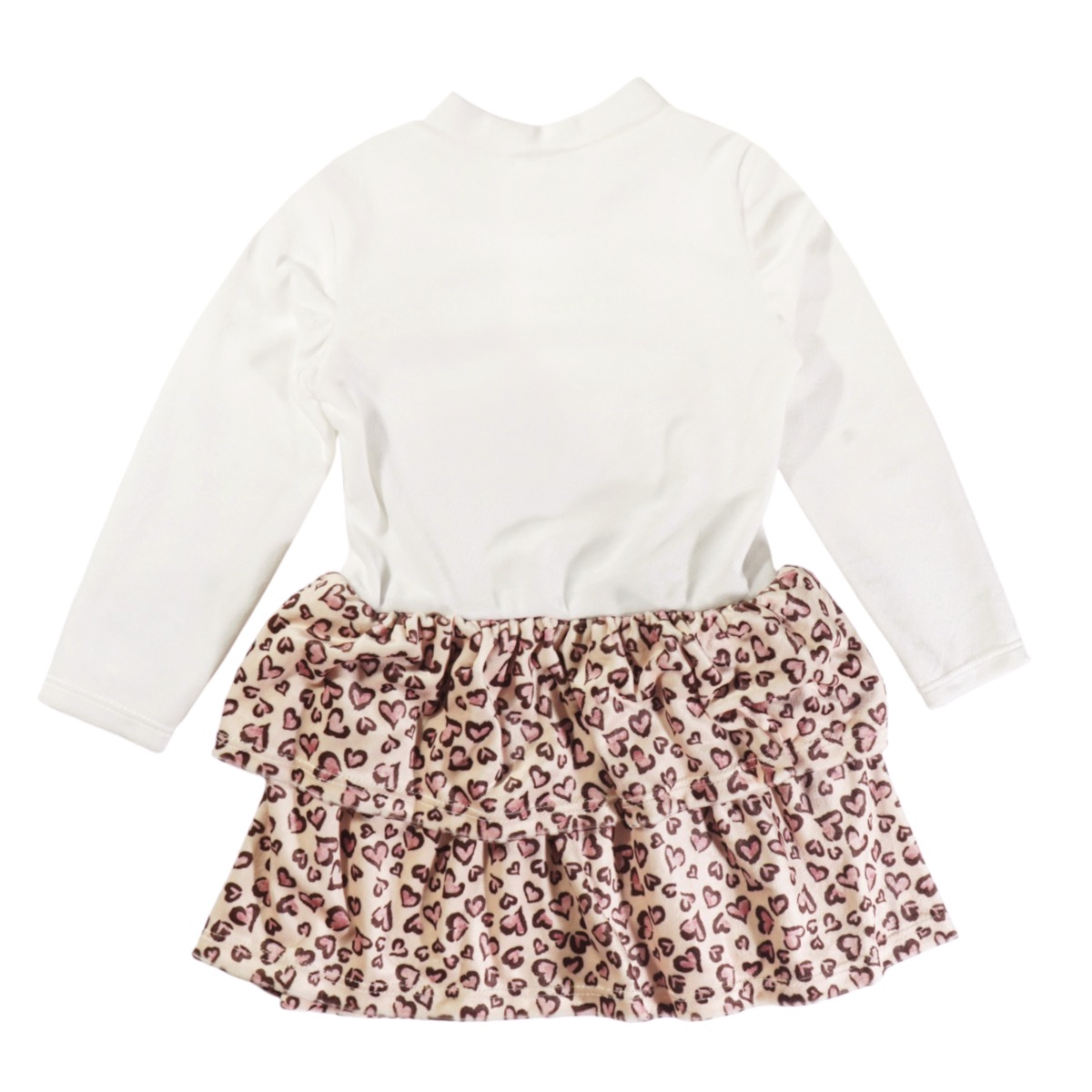 Βελουτέ φόρεμα με στάμπα και βολάν