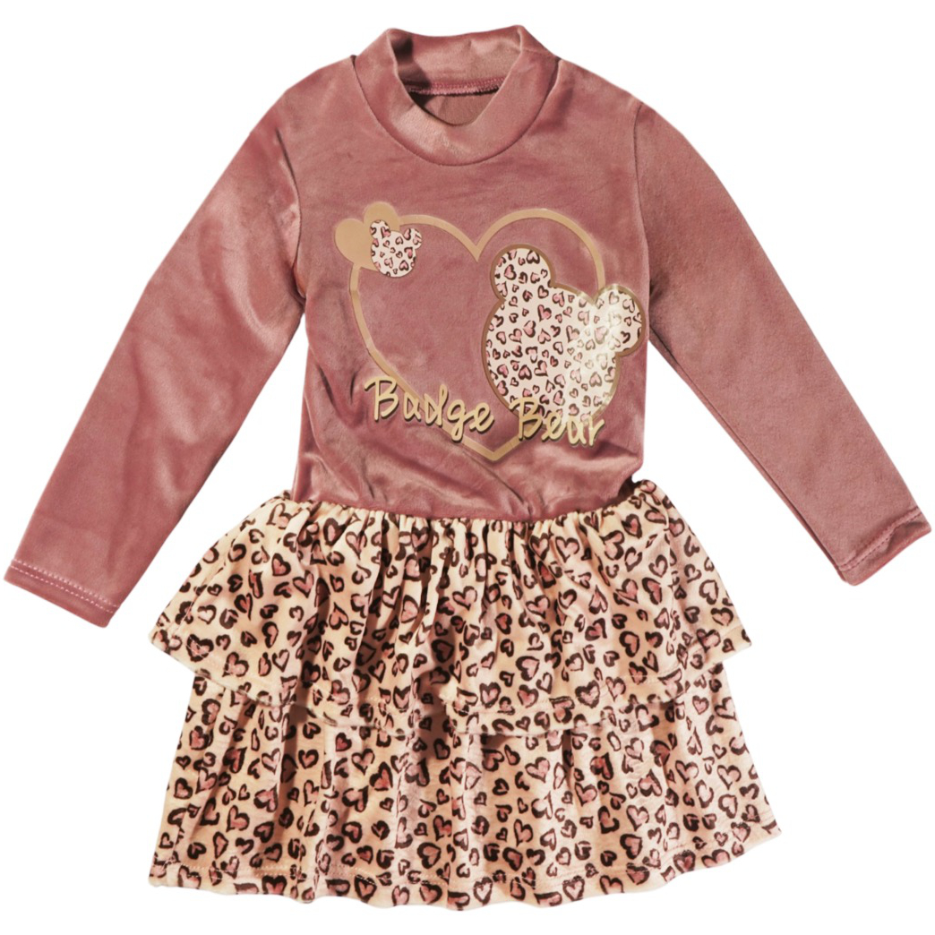 Βελουτέ φόρεμα AZ για κορίτσι με λεοπάρ σχέδιο