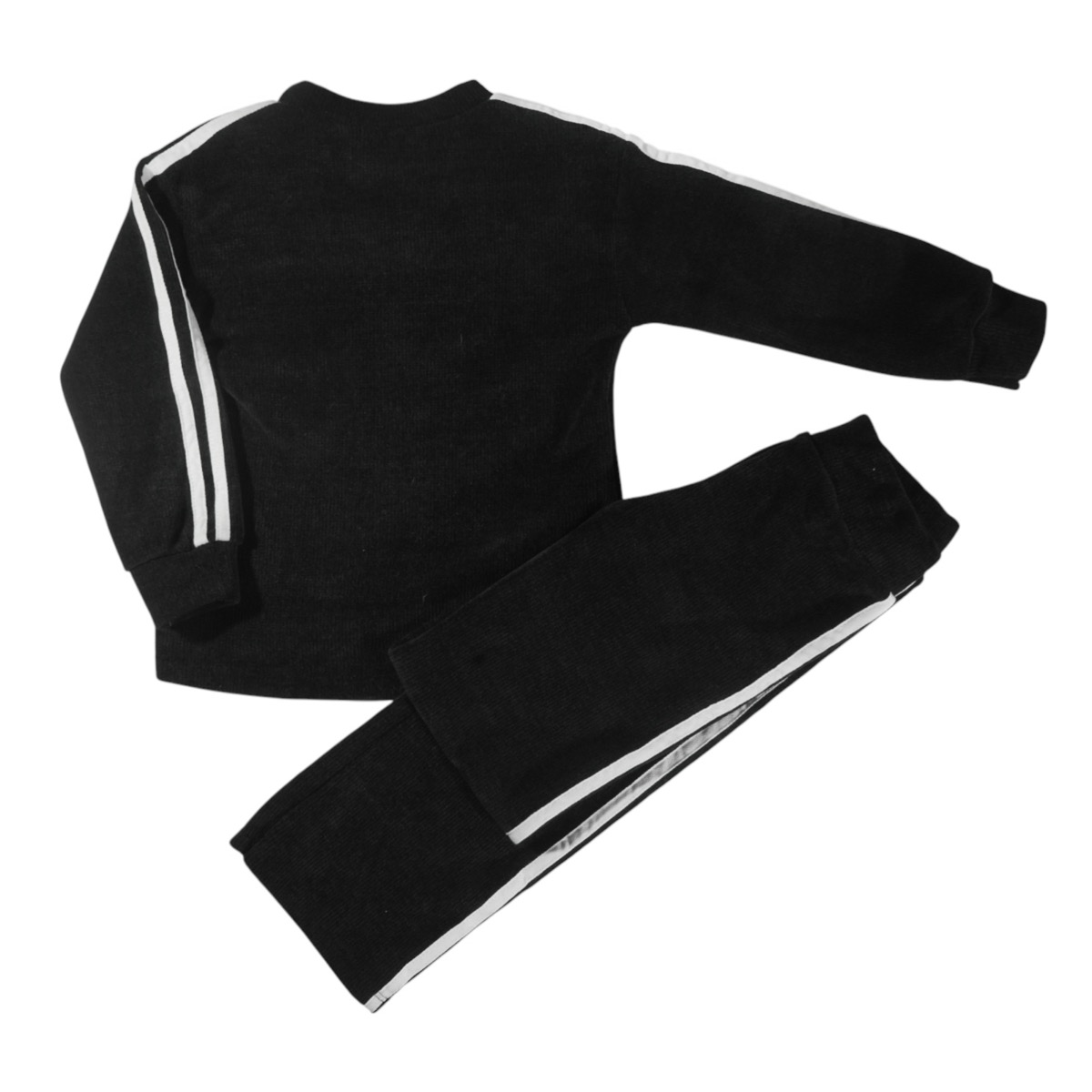 Μαύρο πλεκτό σετ μπλούζα παντελόνα