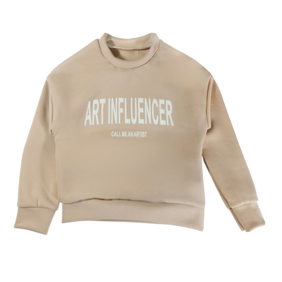 Μπλούζα AZ μπεζ με τύπωμα "Call Me An Artist" από λεπτό ύφασμα.