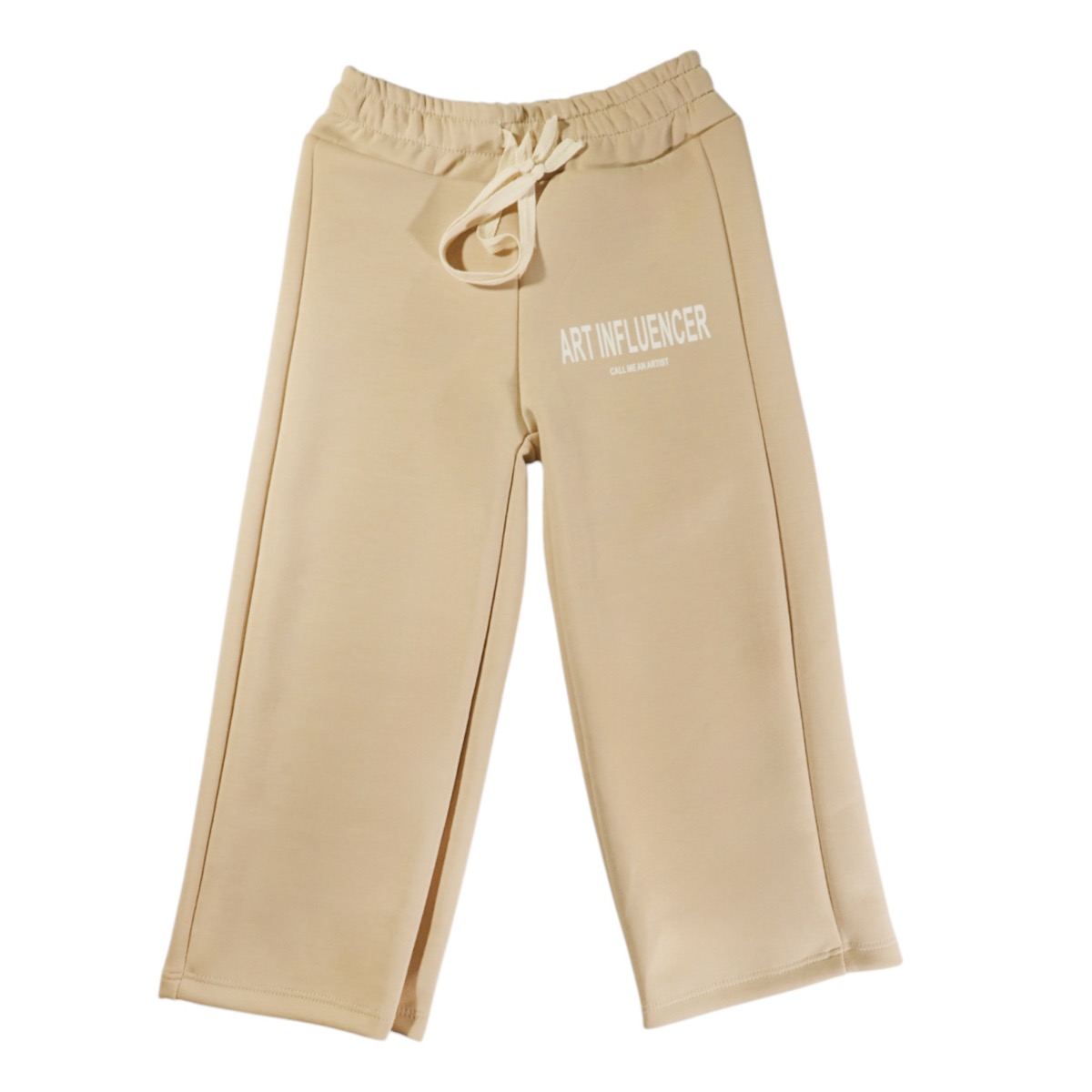 Παντελόνα AZ μπεζ για κορίτσι με λάστιχο και κορδόνι στη μέση.