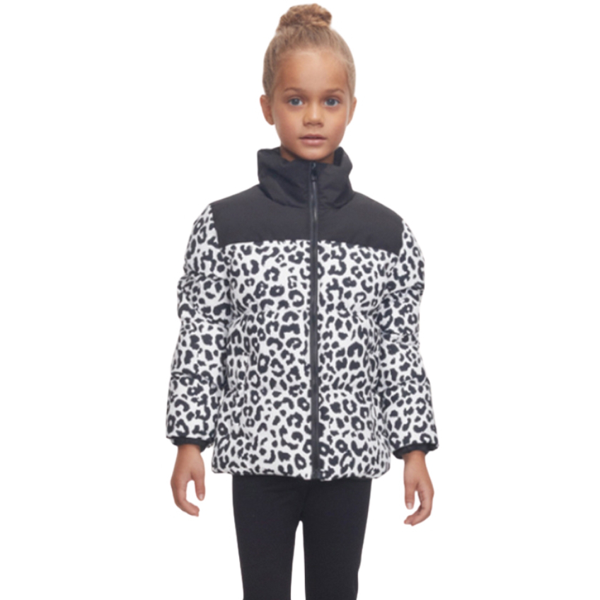 Ασπρόμαυρο λεοπάρ μπουφάν για κορίτσι