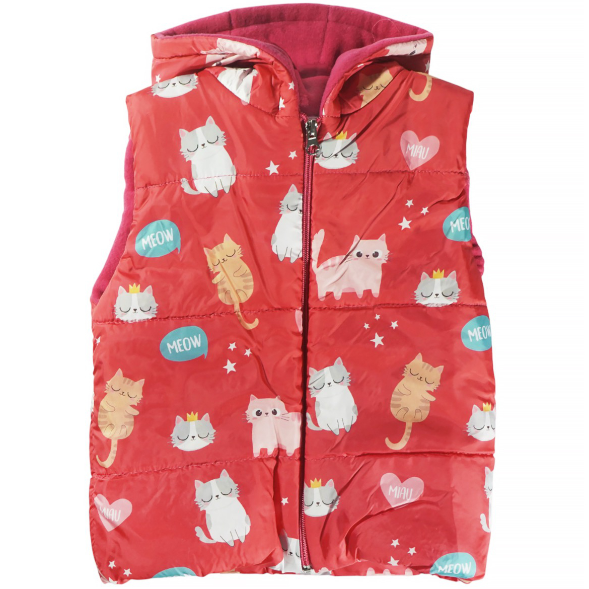 Audino Kids αμάνικο puffer μπουφάν με κουκούλα και φερμουάρ.