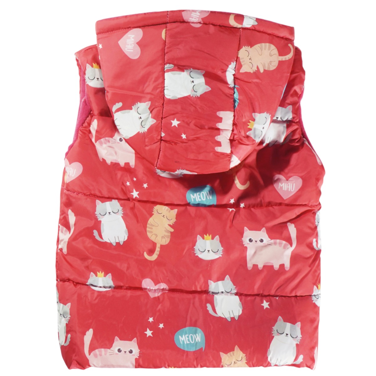 Φούξια αμάνικο μπουφάν Audino Kids για κορίτσι με πολύχρωμα γατάκια.