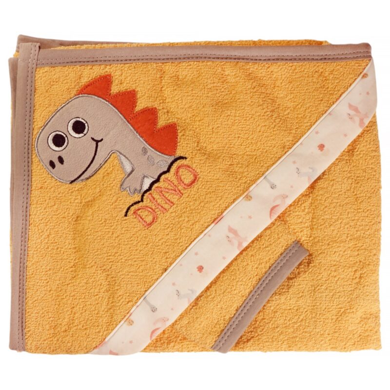 Buude Kids μπουρνουζοπετσέτα Yellow Dino για αγόρι σε κίτρινο χρώμα