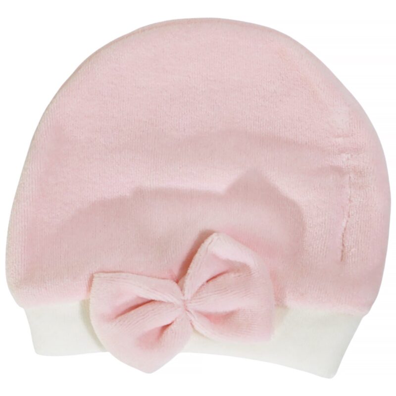 Annora Baby σετ με βελουτέ φορμάκι και σκουφάκι Lovely Pink Teddy.