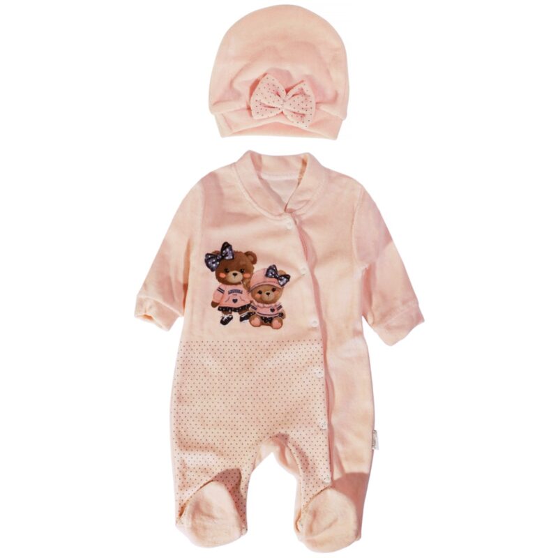 Annora Baby σετ φορμάκι και σκουφάκι σε σομόν χρώμα