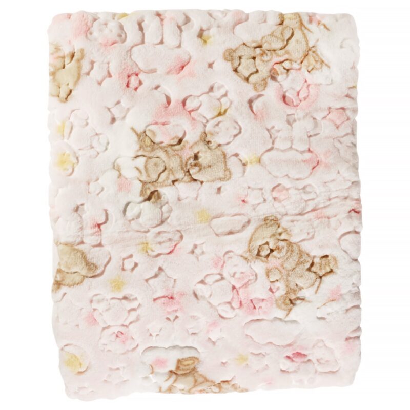 Golden Spring βελουτέ βρεφική κουβέρτα ροζ «Pink Teddies» για κούνια κοριτσιού