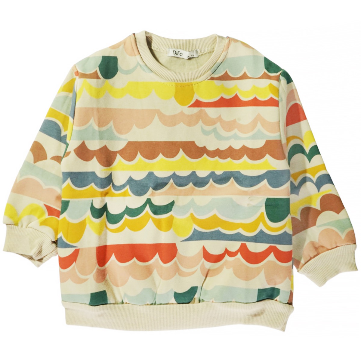 Difa φούτερ μπλούζα με χνούδι για κορίτσια σε πολύχρωμο σχέδιο Rainbow