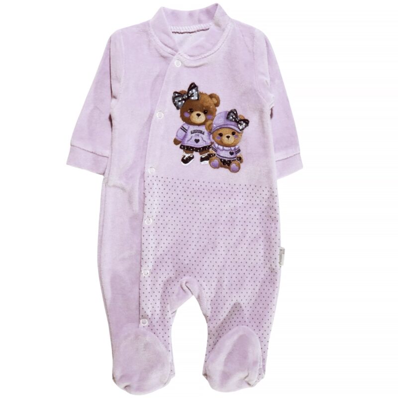 Annora Baby μοβ φορμάκι με άνοιγμα τρουκς από λαιμό έως κάτω