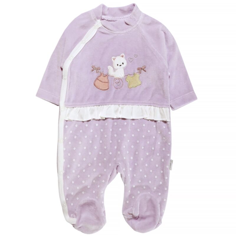 Annora Baby χειμωνιάτικο φορμάκι μοβ για μωρά κορίτσια με σκουφάκι