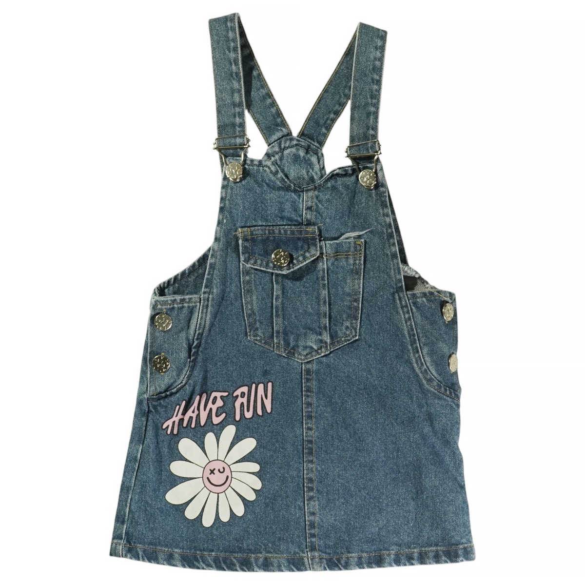 Τζιν σαλοπέτα KitKat μπλε για κορίτσι με τσέπη και τυπώματα