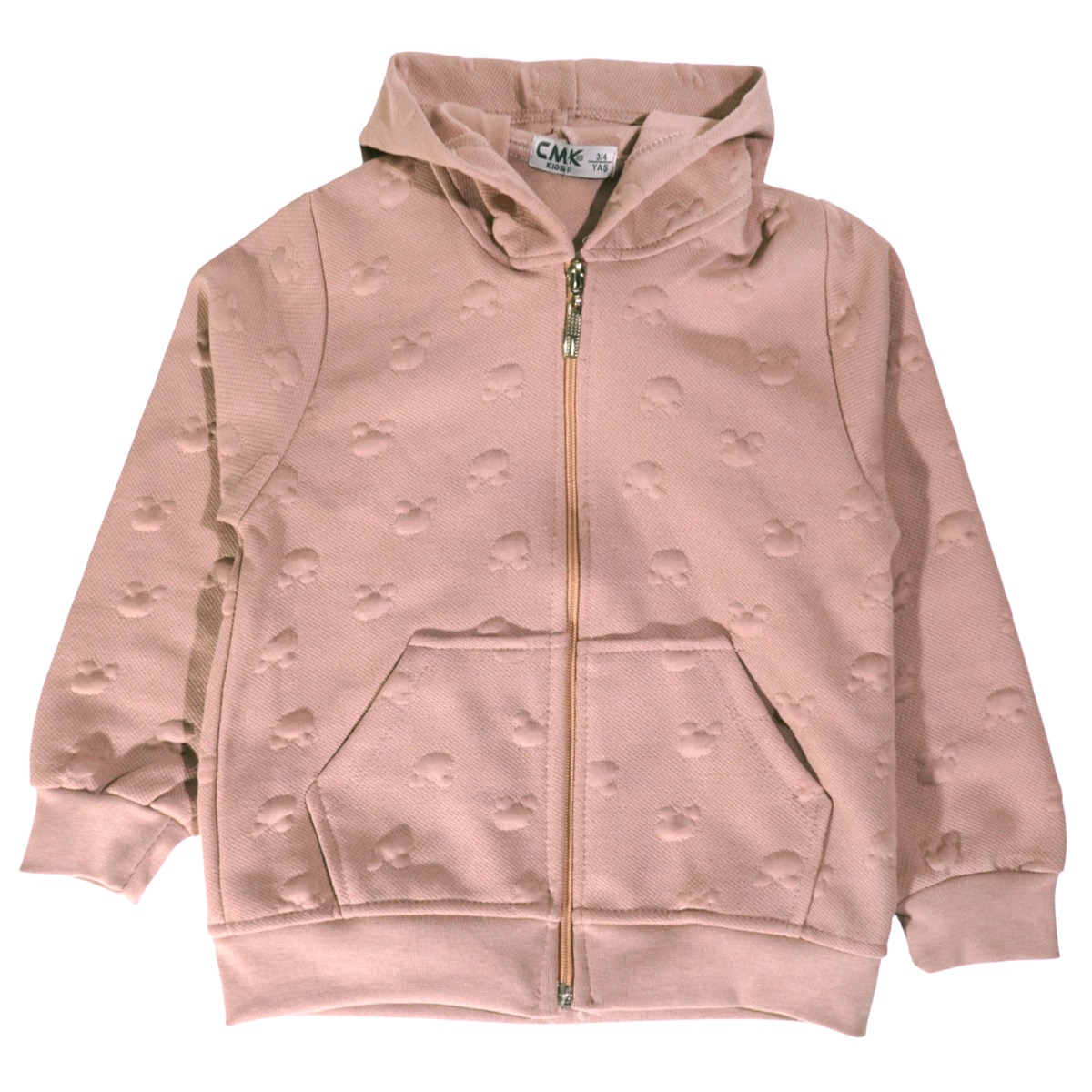 CMK Kids ζακέτα Mice σομόν με ανάγλυφα σχέδια all over