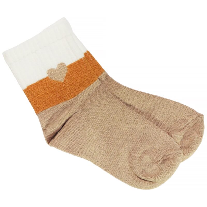 Panda παιδικές κάλτσες μπεζ καρδιά για κορίτσι