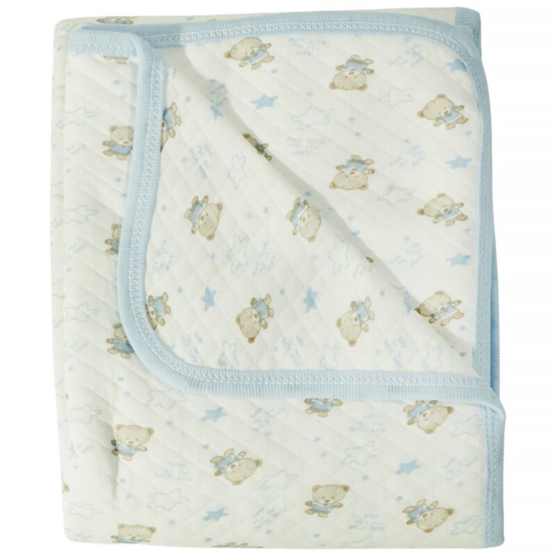 Ozlem πάνα αγκαλιάς βαμβακερή με αρκουδάκια Blue Baby Teddies 0,94x0,98m