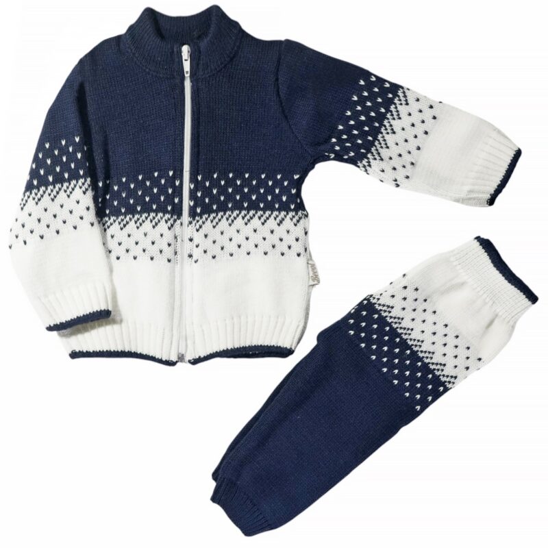 Becol βρεφικό πλεκτό σετ μπλε «Cool Knit» με ζακέτα και παντελόνι