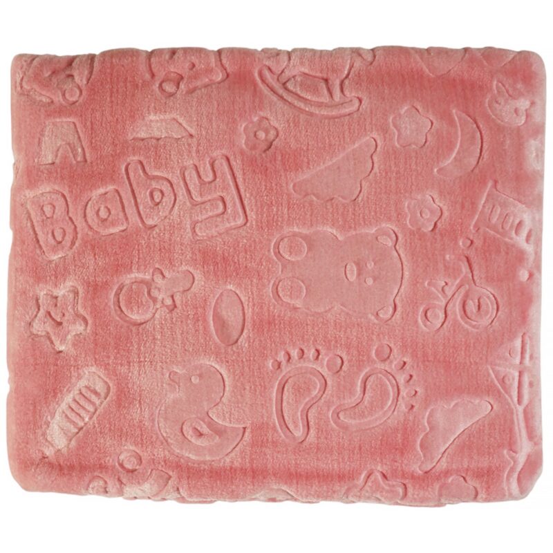 Recos κουβέρτα κούνιας ροζ με ανάγλυφα σχέδια «Pink Baby»