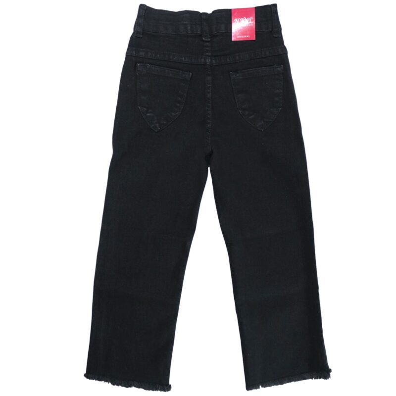 Nawi Jeans τζιν baggy μαύρο με ξέφτια στο τελείωμα