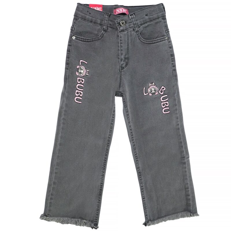 Nawi Jeans τζιν baggy «Black Creature» μαύρο για κορίτσι με κεντήματα