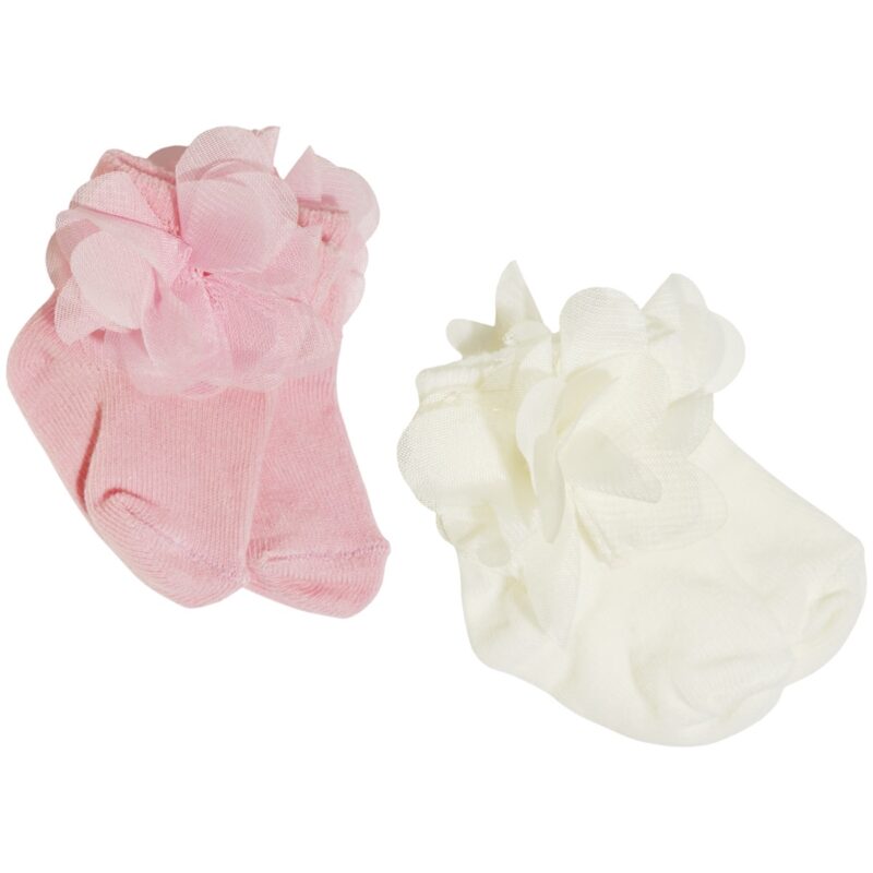 Βρεφικές καλτσούλες Findik Bebe σε εκρού και ροζ για κορίτσι