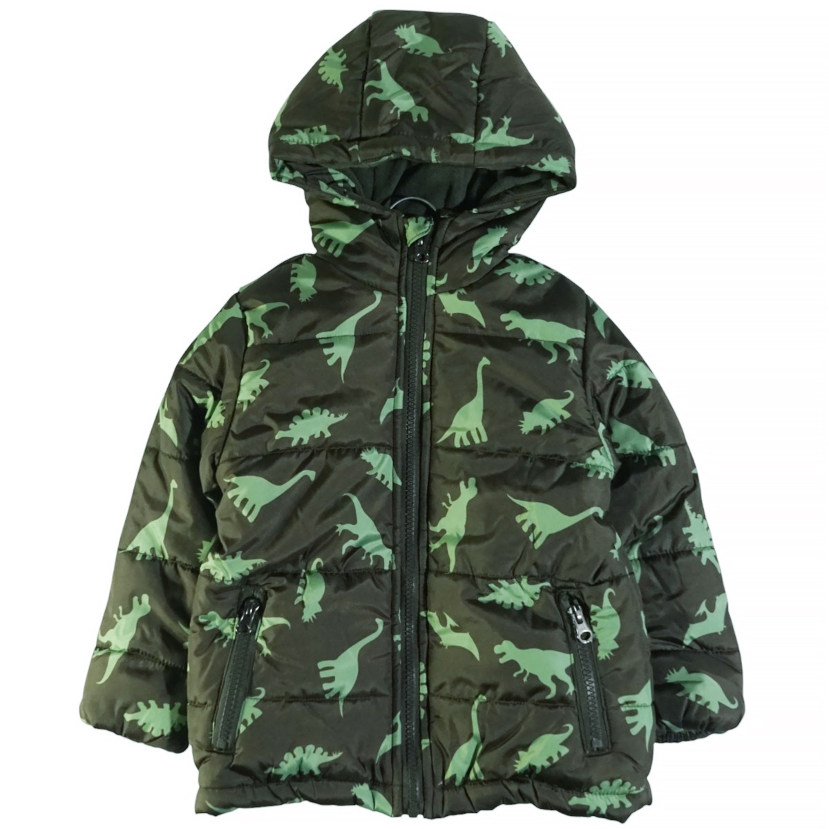 Funky μπουφάν puffer πράσινο για αγόρι, με κλείσιμο με φερμουάρ