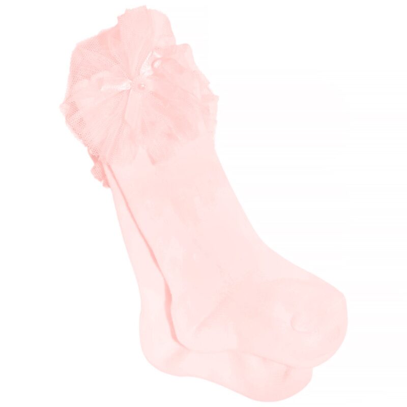 Κομψές καλτσούλες JW Baby ροζ με τούλι για κορίτσια