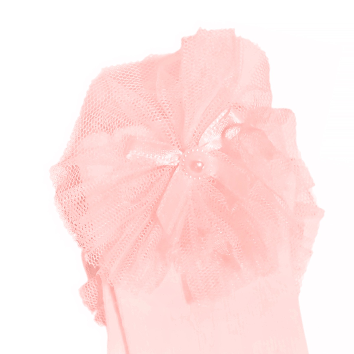 Ροζ καλτσούλες JW Baby με τούλι και διακριτική πέρλα