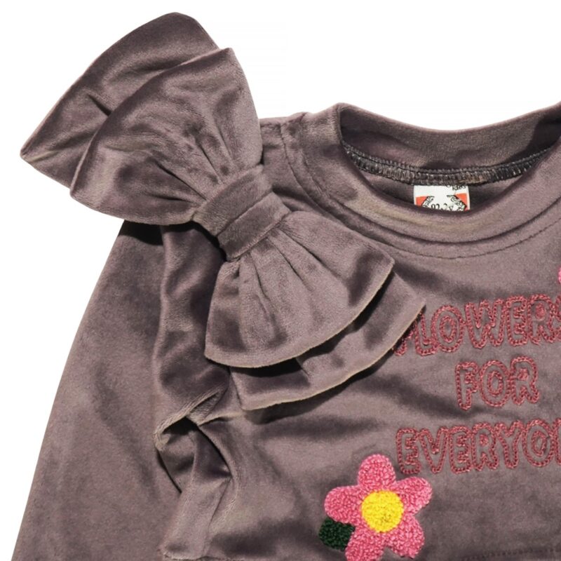 Carmina Kids μοβ φορεματάκι με μεγάλη καρφίτσα φιόγκο