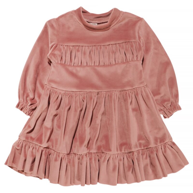 Carmina Kids βελουτέ φορεματάκι σομόν με βολάν για κορίτσι