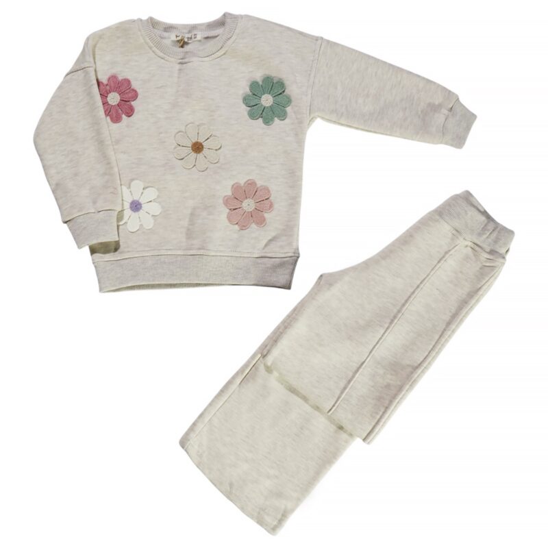 Pampal σετ φόρμας μπεζ για κορίτσι «Perfect Beige Flowers»