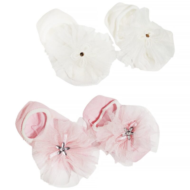 JW Baby καλτσούλες τούλι σετ Joy, λευκό και ροζ