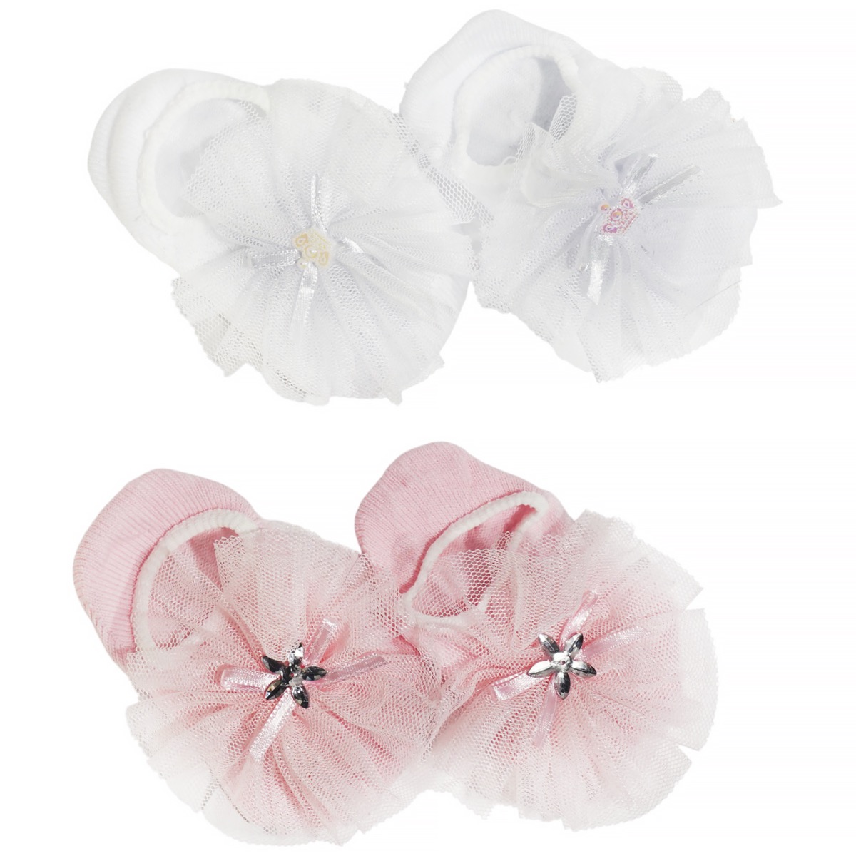 JW Baby καλτσούλες τούλι σετ Festive, λευκό και ροζ
