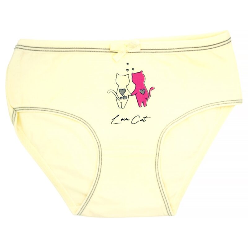 Βρακάκι Biyo Kids με κίτρινες αποχρώσεις και στάμπα γάτα για κορίτσια