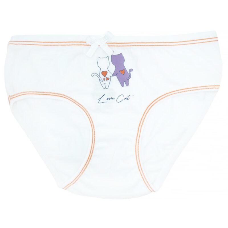 Βρακάκι Biyo Kids εκρού με σχέδιο Love Cat για κορίτσια