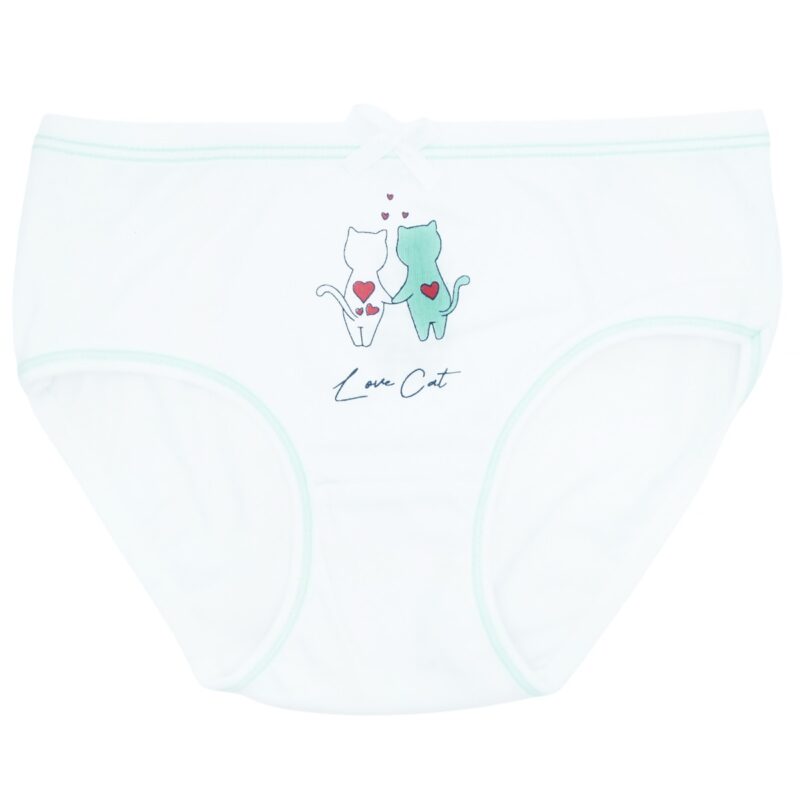Λευκό βρακάκι Biyo Kids με στάμπα Love Cat για κορίτσια